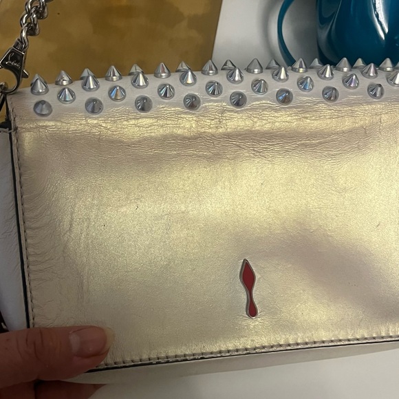 Christian Louboutin Metallic Silver Spiked Clutch - Picture 8 of 11